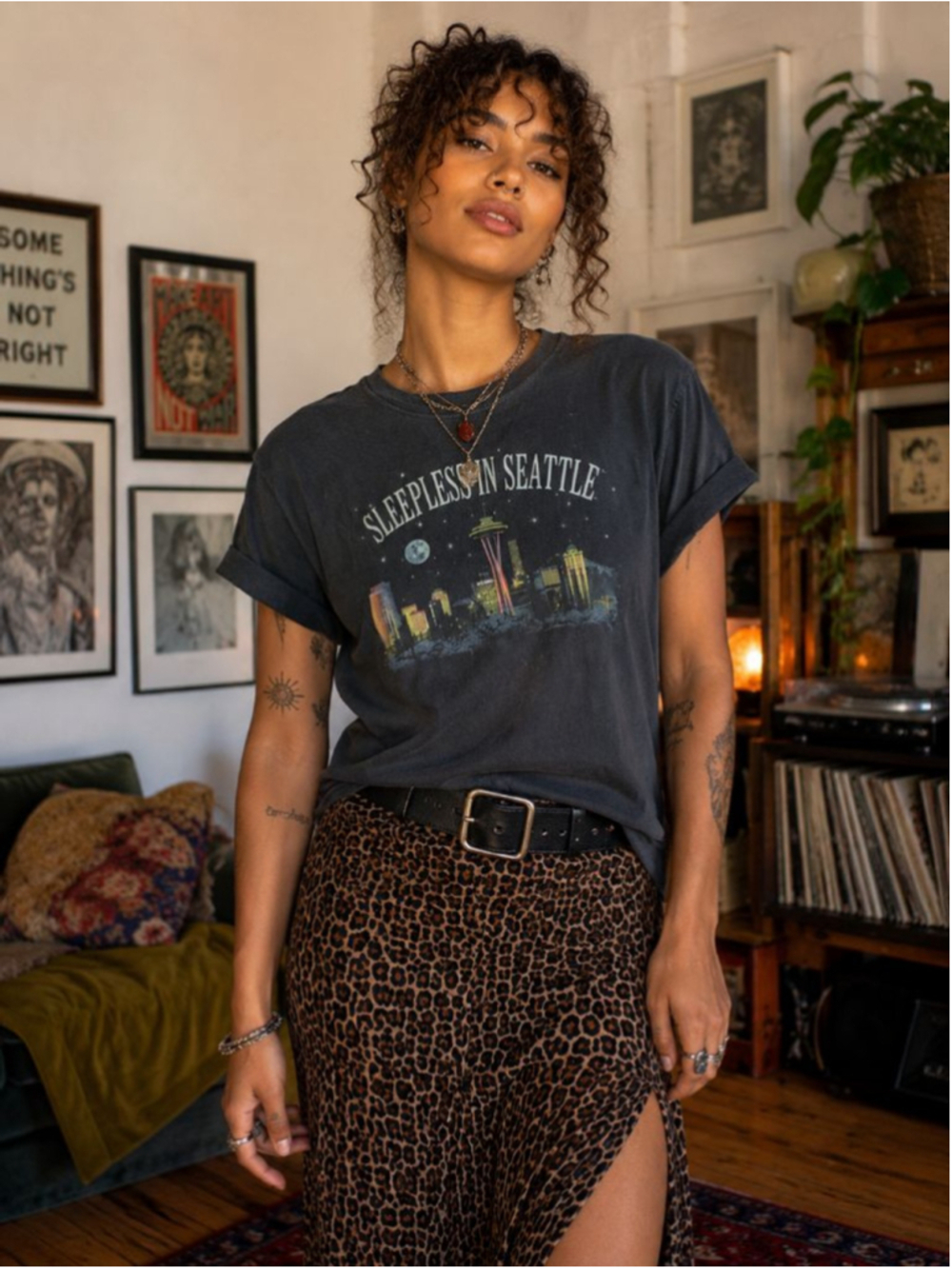 Vintage Sleepless in Seattle 90s Romcom Black Cotton Tee Size S